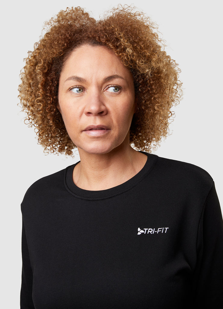 Woman wearing TRI-FIT Casualwear black sweatshirt