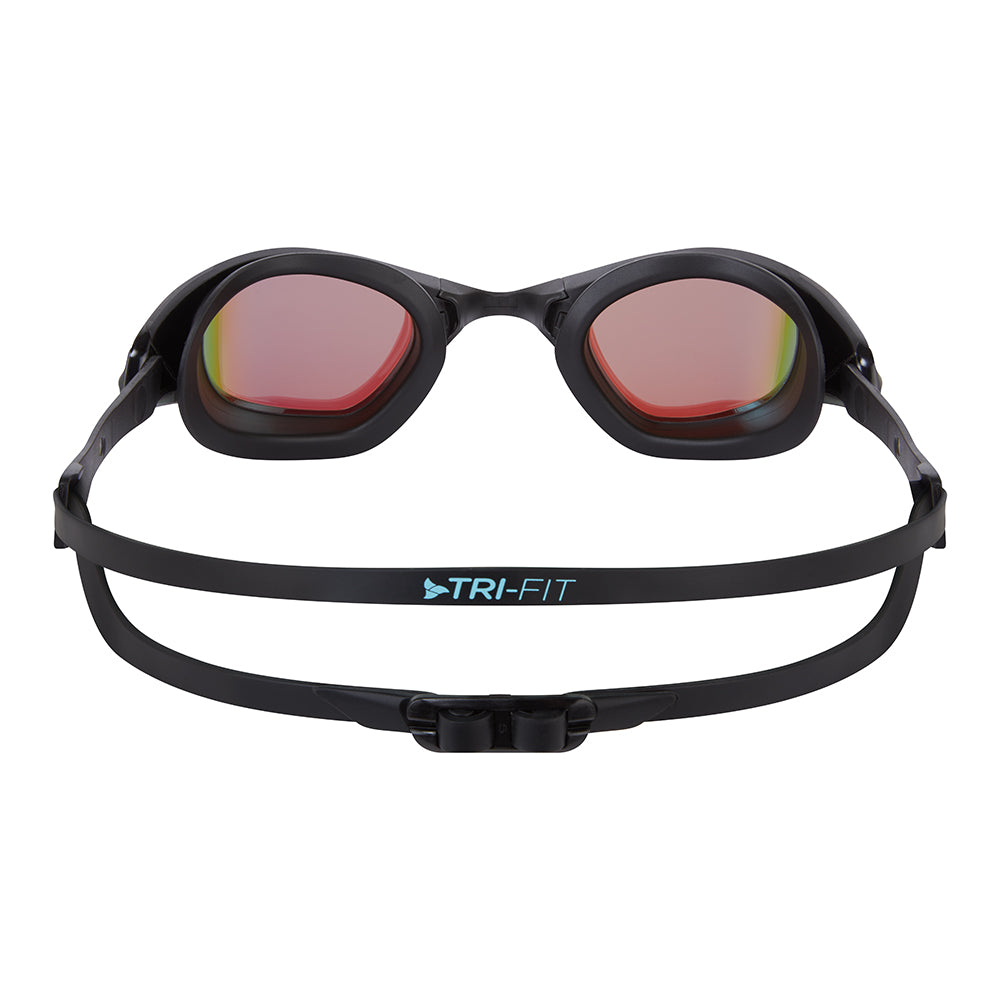 TRI-FIT PROPEL Swim Goggles in black with blue/purple mirrored lens. Part of the award-winning TRI-FIT Goggle range.