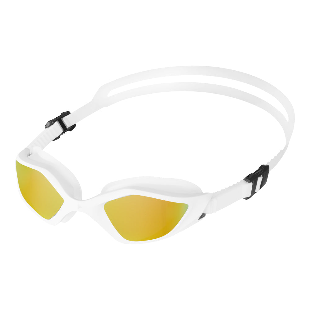 TRI-FIT RAPID-X Swim Goggles in white with gold lens. 220 Triathlon Cutting Edge Award