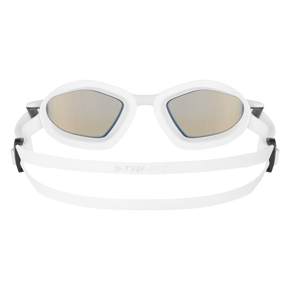 TRI-FIT RAPID-X Swim Goggles in white with gold lens. 220 Triathlon Cutting Edge & Highly Rated Award