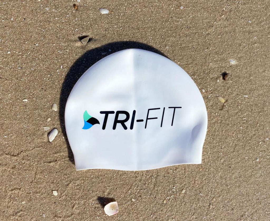 Logo wording shown on the Tri-Fit swim cap