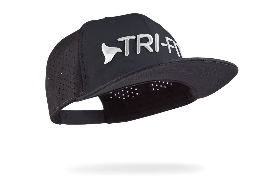 Right view of the black Tri-Fit performance snapback